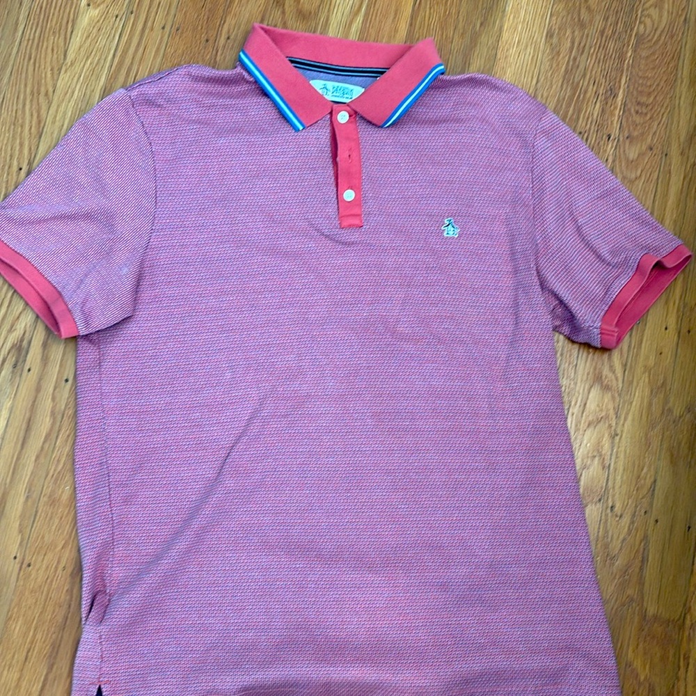Penguin Polo Shirt Light Salmon color Short Sleeve Casual Golf‎ Mens Large